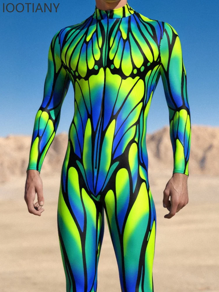 Mens Womens Fashion Butterfly Line Cyber ​​bodysuit Festival Halloween Show Cosplay Bodysuit Party Zen Tai Suit Flemish Costume