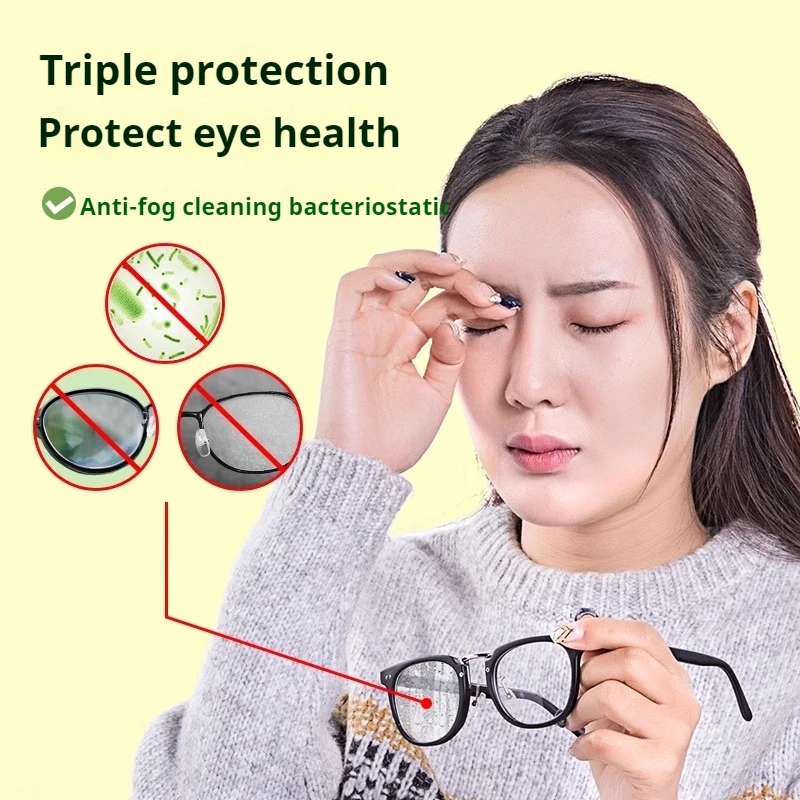 100pcs Disposable Eyeglass Cleaning Pads Quick Drying Lens Wipes Anti-Fog Glasses Wipes Traceless Dust Removal