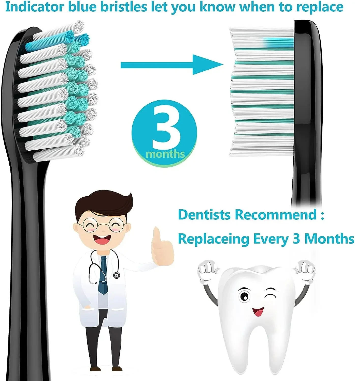 Premium Replacement Brush Heads - Set of 8 for Electric Toothbrushes