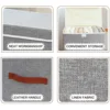 New Linen Fabric Foldable Storage Box Cube Closet Organizer for Toys Shelves Clothes with Lid Faux Leather Handles 3