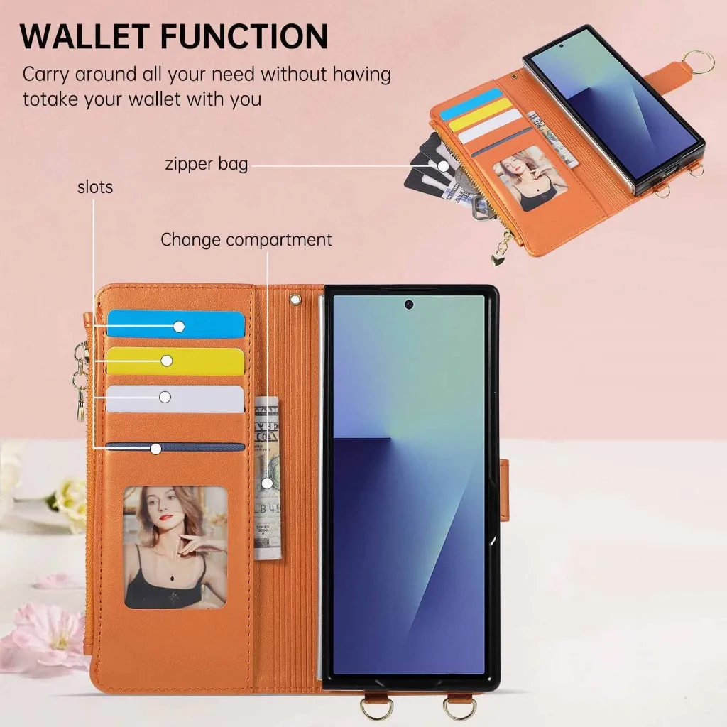 Quilted Zipper Card Holder Wallet Crossbody Phone Case