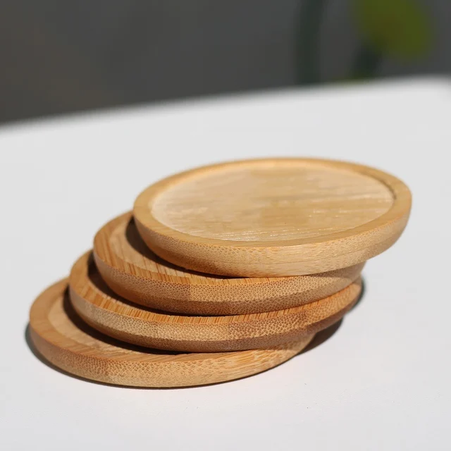 Bambusz Tálca Bonsai Tartó Kerek Növény Állvány Zamatos Edény Virág Fa Ültetvényes Kerti Otthoni Iroda Dekoráció - Image 5