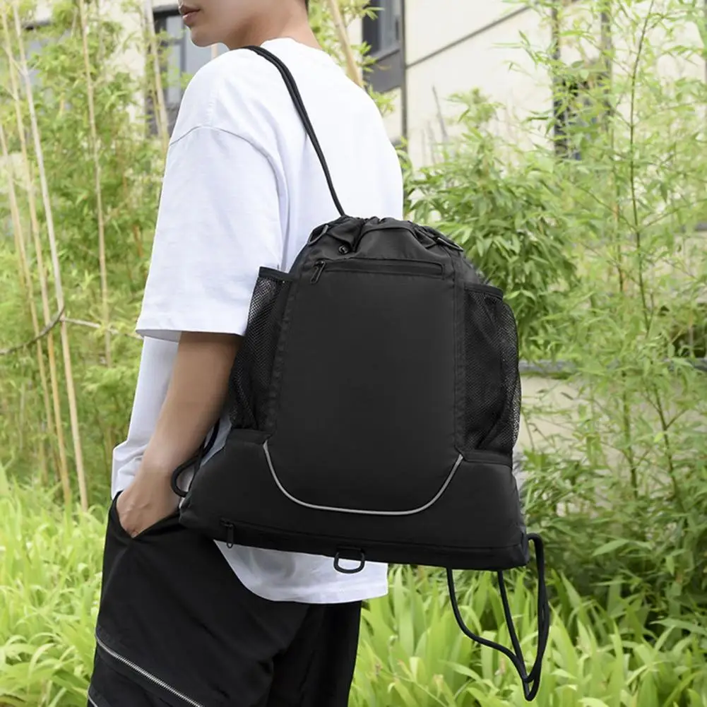 

Сетчатые карманы, спортивная сумка из ткани Оксфорд, спортивная сумка, водонепроницаемый спортивный рюкзак из ткани Оксфорд на шнурке для волейбола