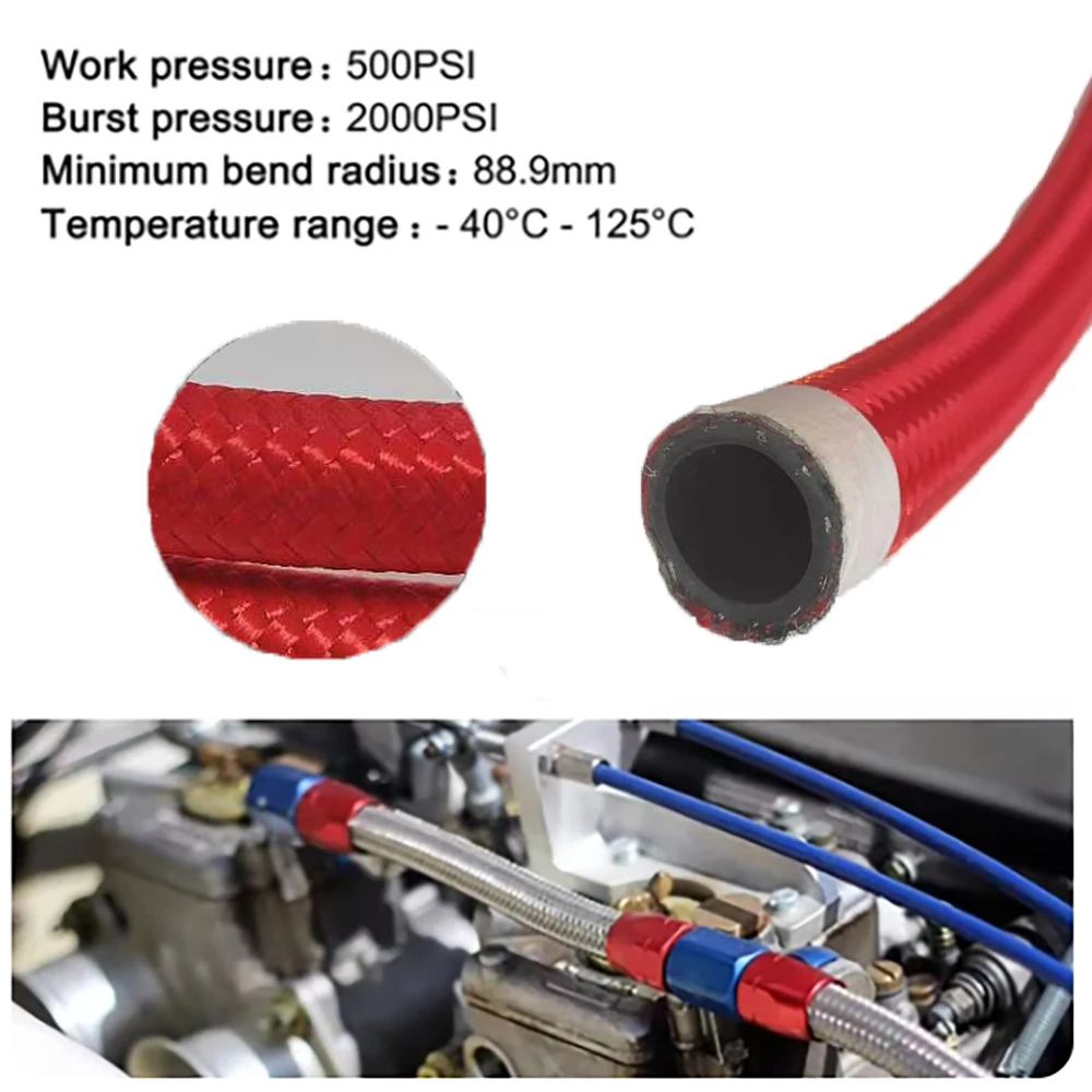 Fuel Hose Oil Gas Cooler Hose Line Pipe Tube Nylon Stainless Steel Braided Inside CPE Rubber 1M AN4 AN6 AN8 AB10 AN12 AN16 AN20 fuel hose fuel gas hose