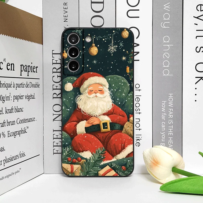 Festive Santa Claus & Christmas Tree Design Soft Phone Case Cover