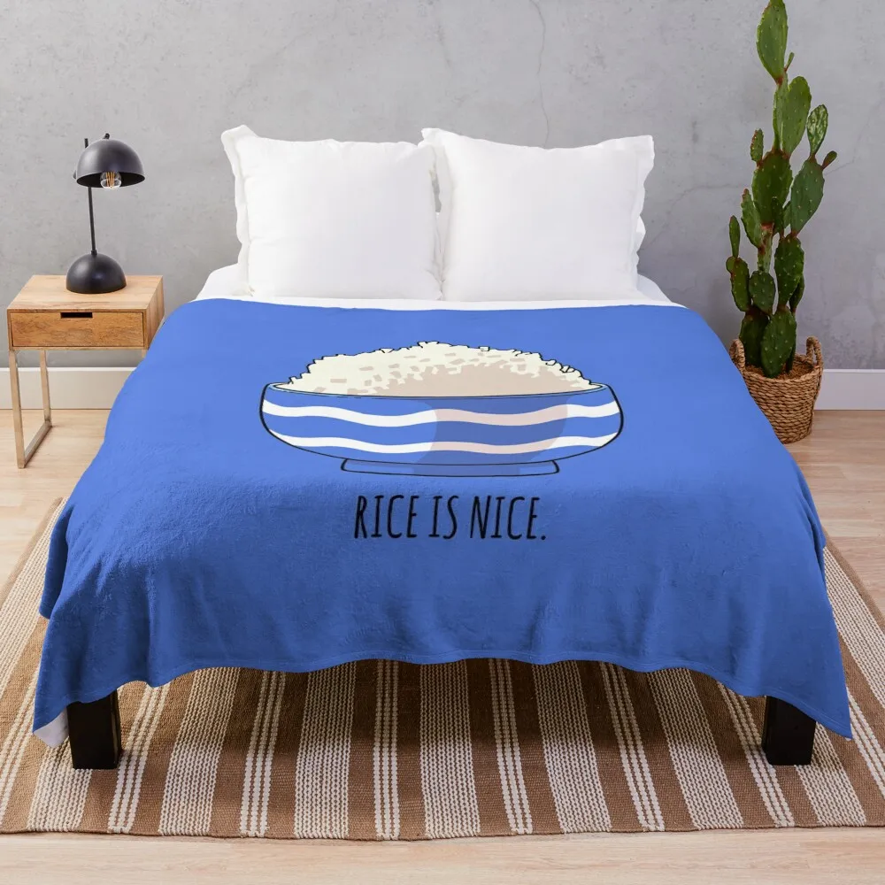 

Rice is Nice Cute Bowl of Rice Throw Blanket Beautiful Blankets Large Blanket