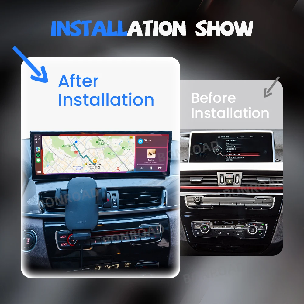 Radio Multimedia con Pantalla Táctil Inalámbrica CarPlay Android Auto de 14.9 Pulgadas para BMW X1 F48 X2 F49 NBT EVO con Navegación Estéreo 3