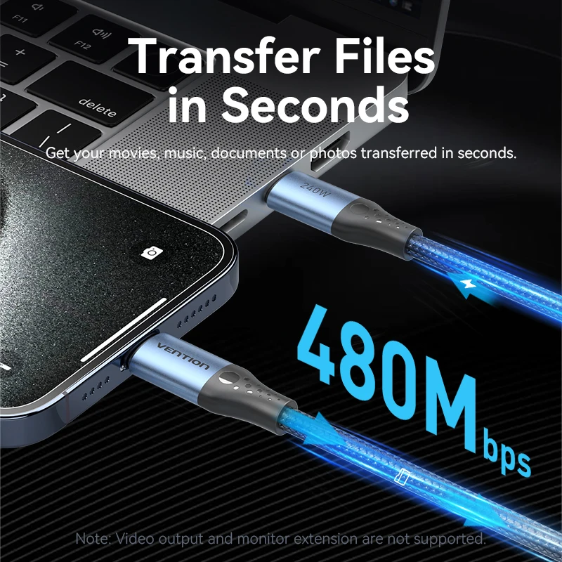 รูปสินค้า สายชาร์จ USB-C 240W ชาร์จเร็ว PD3.1 สำหรับมือถือและแท็บเล็ต