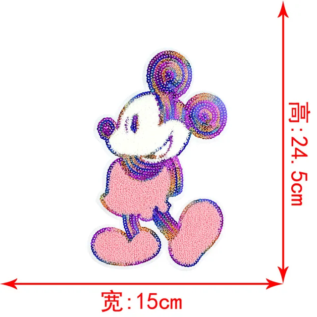 Disney Sequins Clothing Patch Mickey Minnie Mouse Patches Cartoon Sew Clothes Patch for T-shirt Coat DIY Decoration Women Gift Antique Zinc