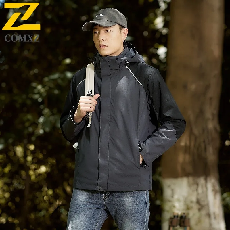 COMXZ Mens Jacket Comfortable Outdoor Adventure Thickened Warm Parka Street Style Cold Resistant Winter Zipper Outerwear