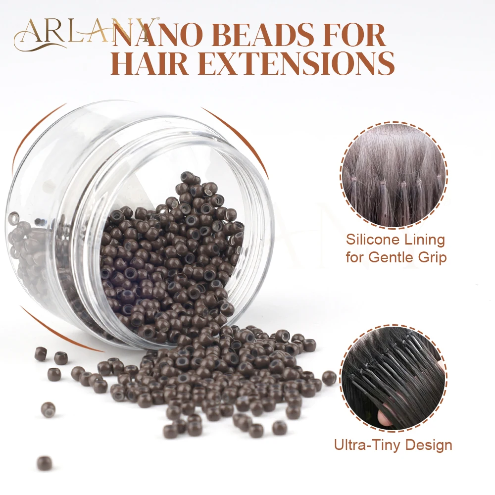 ARLANY 1000개 3.0mm 구리 나노 링 비즈, 실리콘 강력 접착 나노 링 비즈, I팁 헤어 익스텐션용 헤어 틴셀