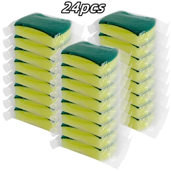 24pcs Highly Absorbent Cleaning Sponges Individually wrapped Pot Rust Stain Sponge Brush Kitchen Grease Cleaner Household 1