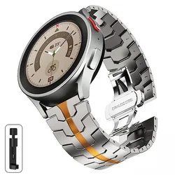 Premium Stainless Steel Watch Strap - Elegant and Durable Replacement Band, 20mm/22mm for 22mm (Titanium Orange)