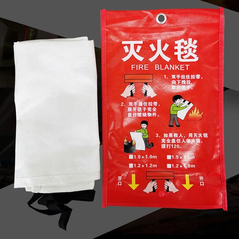 Fiberglass Fire Blanket 1M * 1M Fire Blanket Fighting Fire Extinguishers Glass Fibre Tent Emergency Survival Military Blanket Shelter Safety Cover