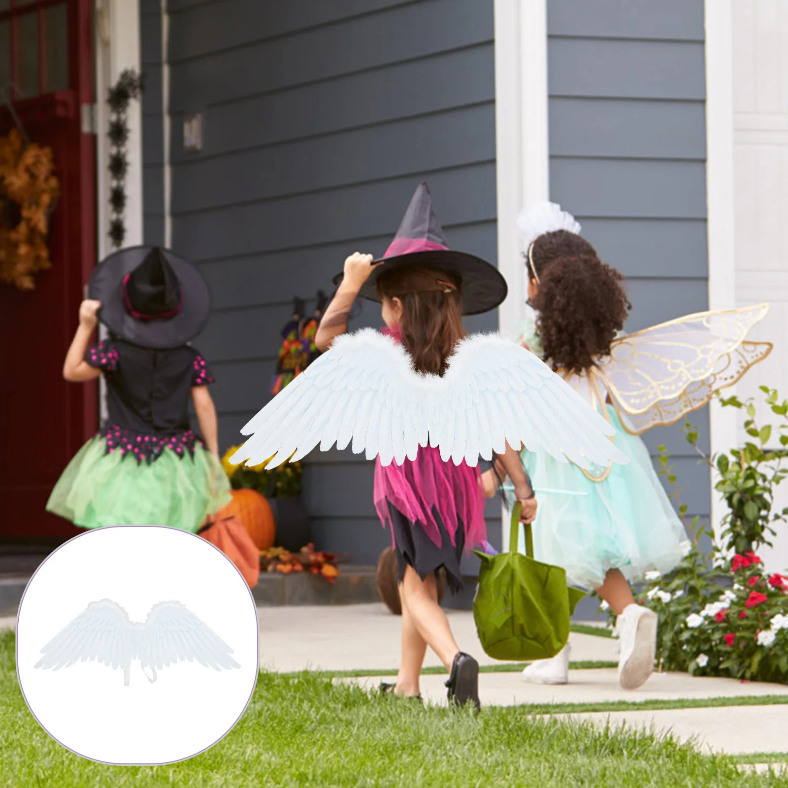 

Halloween Feather Angel Wings Costume White Feather For Kids Women Girls Cosplay Costumes Carnival Birthday Party Props