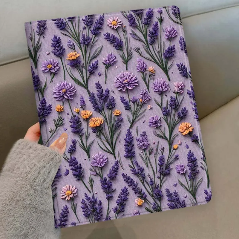 Cartoon Purple Flowers Soft Tablet Case