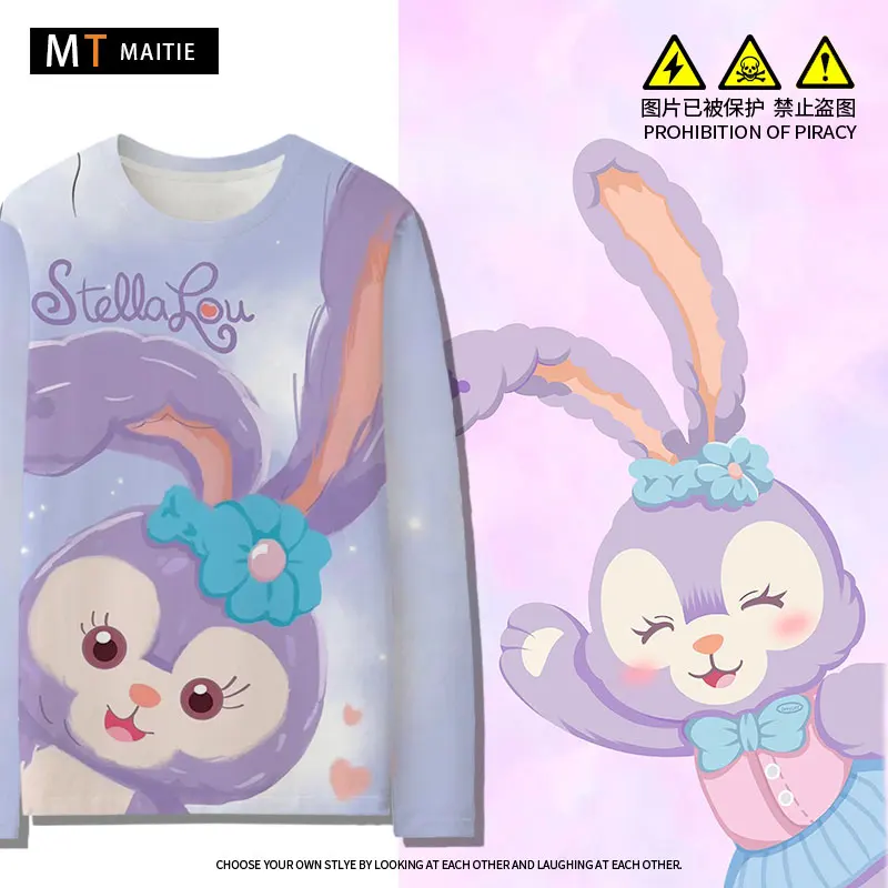 Фирменная футболка Disney Star Delu Co с коротким рукавом для девочек, новинка 2023, мультяшная аниме охватывающая Одежда для девочек на осень