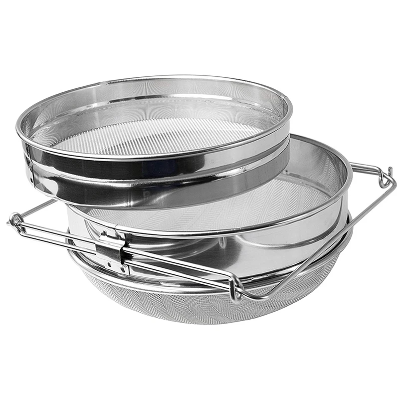Double-Deck Stainless Steel Honey Strainer Double Screen Sieve Stainless Steel Beekeeping Equipment Filter Durable Settling Tank