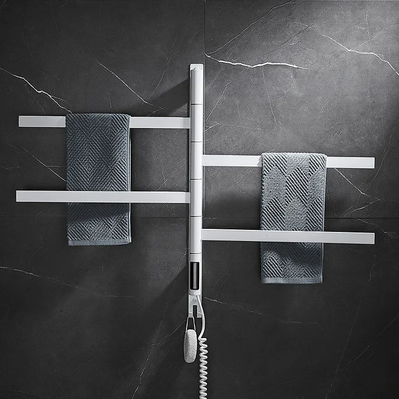 Electric Towel Rack Black/White/Gray Heat Dry Bathroom Towel Touch Display Rotatable