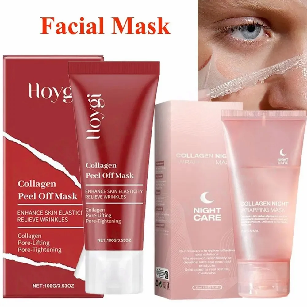Collagen Peel Off Facial Mask Gently Cleansing Deeply Hydrating Moisturizing Face Mask Korean Skin Care Cream 75ml/100g