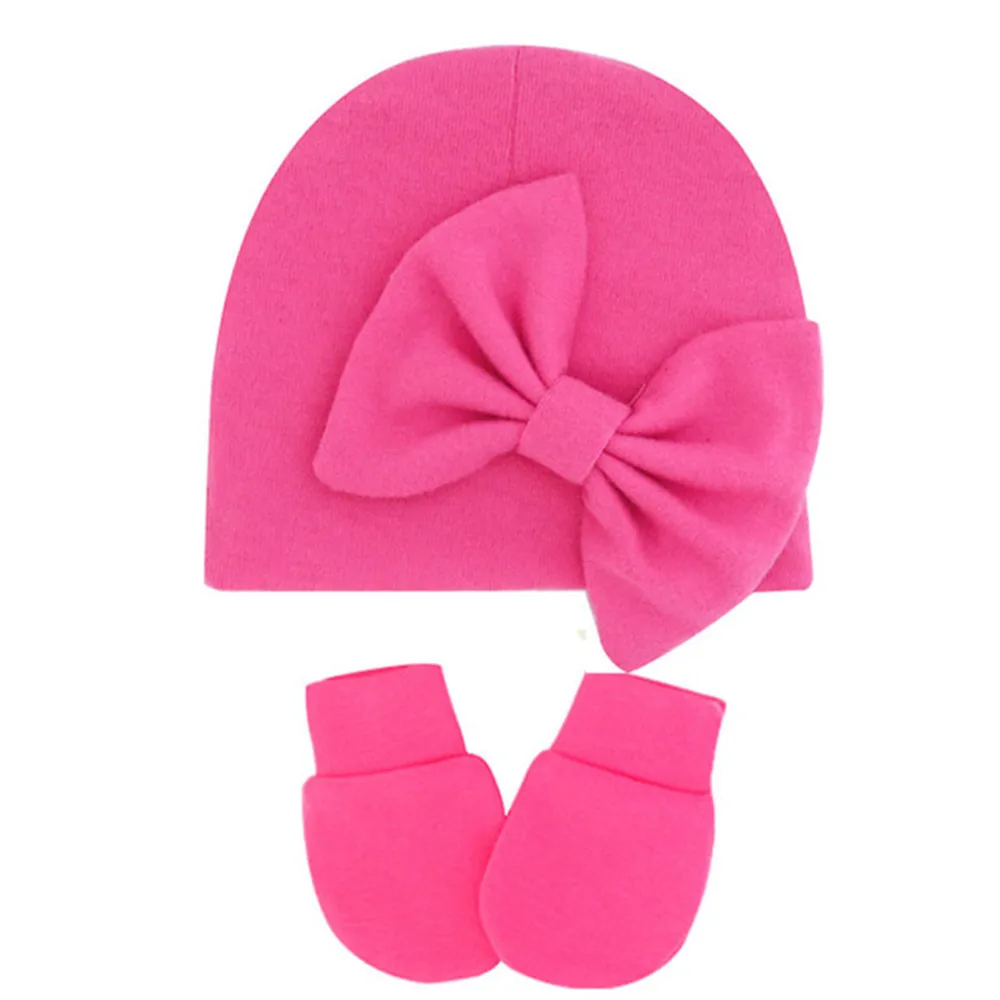 Girl's Baby Hat & Mittens with Bow Custom Baby Shower Newborn Baby Gift Baby Scratch Mittens Newborn Baby Girl Hat with Name 4