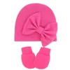 Girl's Baby Hat & Mittens with Bow Custom Baby Shower Newborn Baby Gift Baby Scratch Mittens Newborn Baby Girl Hat with Name 4