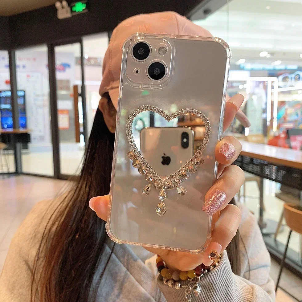 

Luxury Diamond Mirror Clear Soft Case For iphone15Pro 14Plus 13Pro 12 Mini 11Pro MAX XSMAX XR 7 8PLUS Transparent Silicone Cover