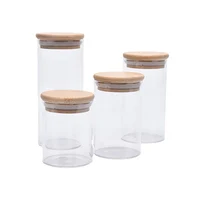 Round Glass Storage Jars With Bamboo Lid For Coffee Beans Grains Noodles Food Storage Containers Kitchen Organizers Storage 1