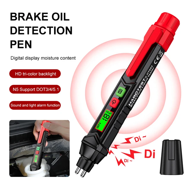 Brake Fluid Liquid Tester Pen, Auto Tester Tool, Car Diagnostic Testing  Tool with 5 LED Indicators, DOT 3 DOT 4 DOT 5.1 Brake Fluid Tester Pen for