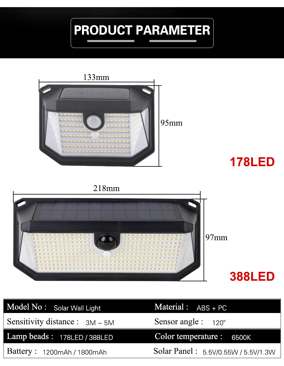 com sensor humano, 388 LED, jardim luz,