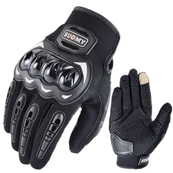 Suomy Touch Screen Breathable Motorcycle Racing Gloves - Summer Sports Protective Riding Gear - XXL (Black)
