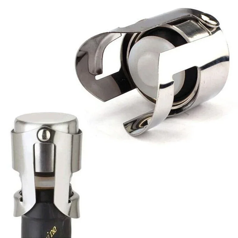 Wine Stoppers Stainless Steel Champagne Bottle Stopper Vacuum Sealed Sparkling Champagne Wine Bottle Saver Stopper Cap Opener Bar Tool