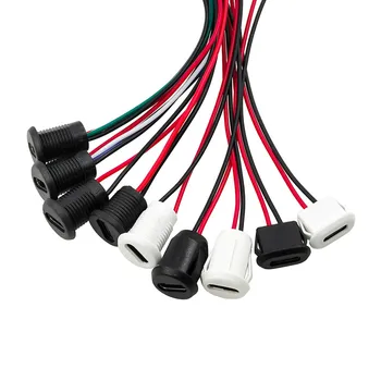 USB-C 고전류 CC 고속 충전 소켓, PH2.0 너트 스냅 잠금 플레이트, C 타입 암 방수 커넥터 잭, 2 핀, 4 핀, 5 핀, 10 개
