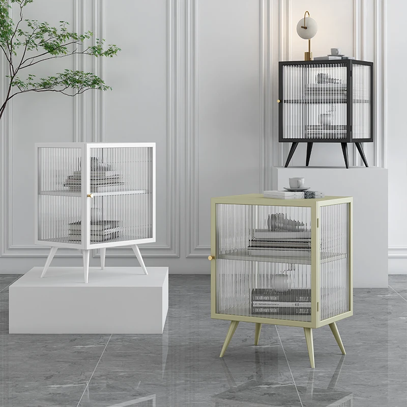 Metal Glass Nightstands, Creative Lockers, Modern Bedside Table, Storage Cabinet, Living Room Side Table,Furniture, Customized