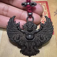2.1''Old Tibet Tibetan Sky Iron Redpoll Winged Garuda Bird Eagle Buddha Pendant 1