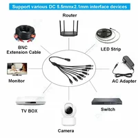 Splitter DC Power Cable 1 To 2/3/4/5/6/8 Way 5V 12V Male Female 5.5x2.1mm DC Plug Extension Wire For LED Strip Light Camera CCTV - Image 6