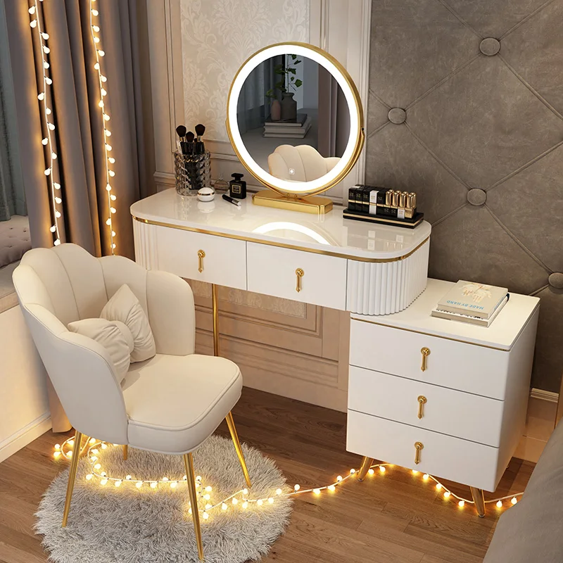 

Modern Drawer Dressing Table Mirror Women Desk Storage Dressing Table Lights Makeup Tocador De Maquillaje Mueble Room Furniture