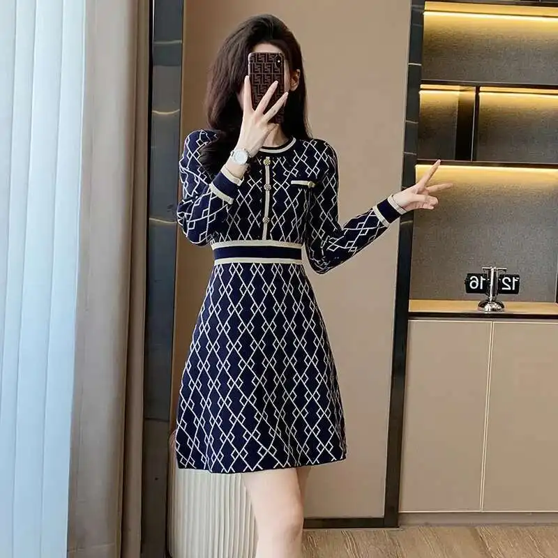 Long Sleeve Zip Front Sweater Dress Black Midi Sweater Dress OTS