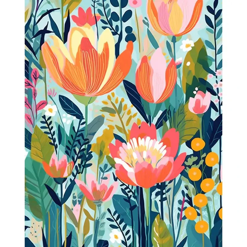 

50083164-Tulip diy digital oil painting acrylic flower painting explosion hand-filled landscape painting