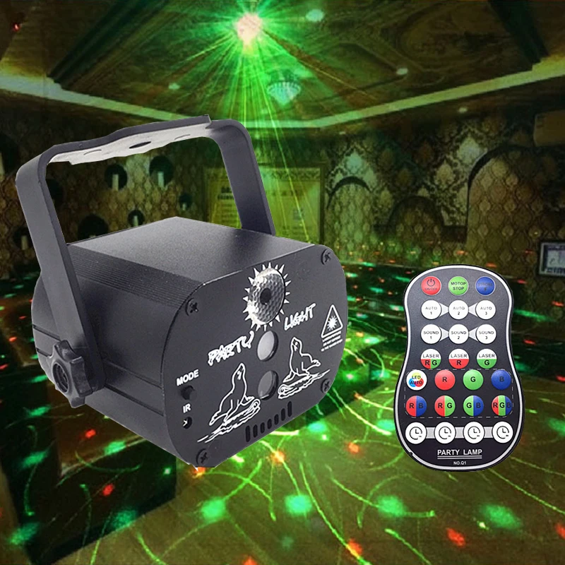 

Disco Lights RGB LED Laser Stage Beam Light Sound Activated DJ Mini Home Party Light With Strobe Effect USB Power Projector Lamp