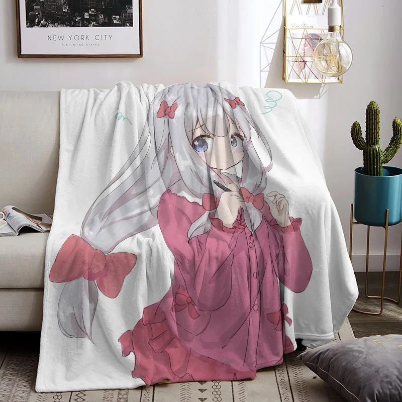 E-Eromanga Sensei 귀여운 담요, 소파 장 푹신하고 부드러운 담요, 침대 위 침대보, 보호 홈 데코, 양털 낮잠 던지기