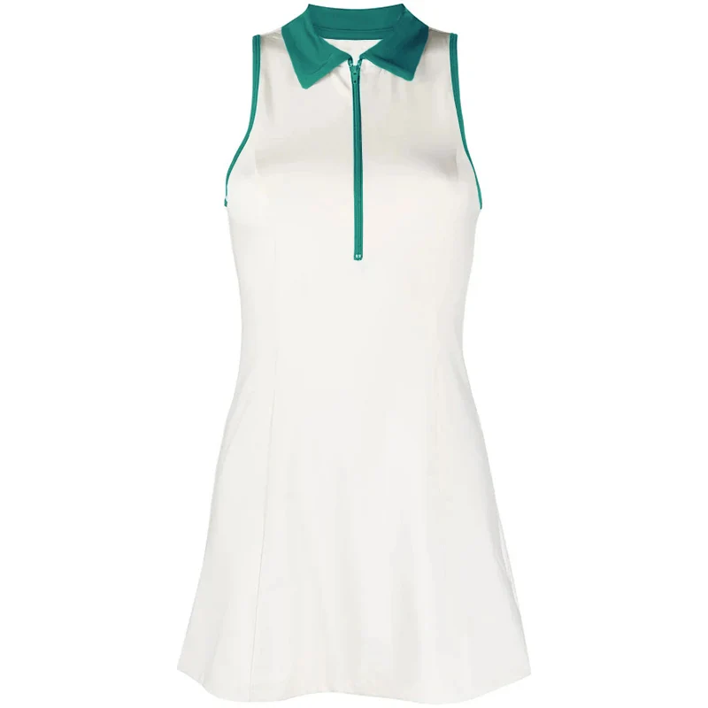 Women Sports Clothing Sean Tsing&reg; Sport Golf Tennis Dresses with Shorts Women Sleeveless Turn Down Collar Dress Badminton Workout Two Pieces Suits