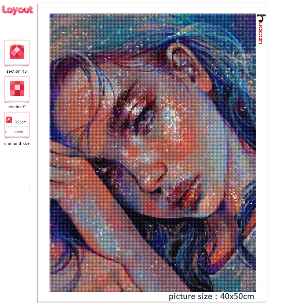 Huacan Diy Diamond Painting Girl Fantasy Full Square/Round Diamond Mosaic Embroidery Woman Portrait Home Decor diamond painting