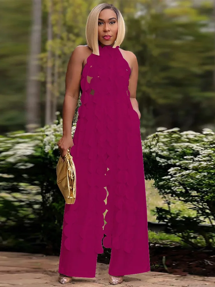 Wmstar Two Piece Set Women's Sexy Backless Lace Up Long Top Wide Leg Pants Fashion Set Summer Wholesale Dropshipping 2024