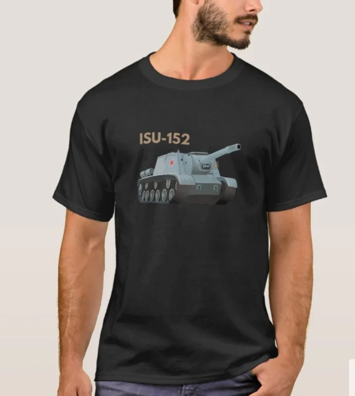 

WWII Soviet Heavy Assault Gun ISU-152 Tank Destroyer T-Shirt 100% Cotton O-Neck Short Sleeve Casual Mens T-shirt Size S-3XL