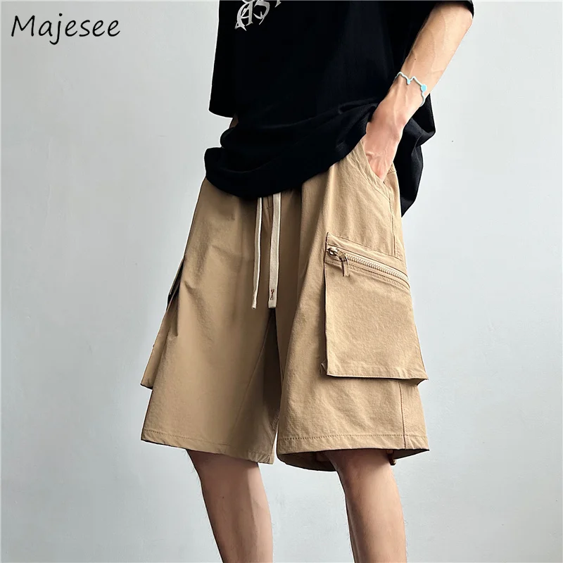 

Шорты-карго мужские с большими карманами, винтажные мешковатые брюки с широкими штанинами в американском стиле, модные тактические повседневные
