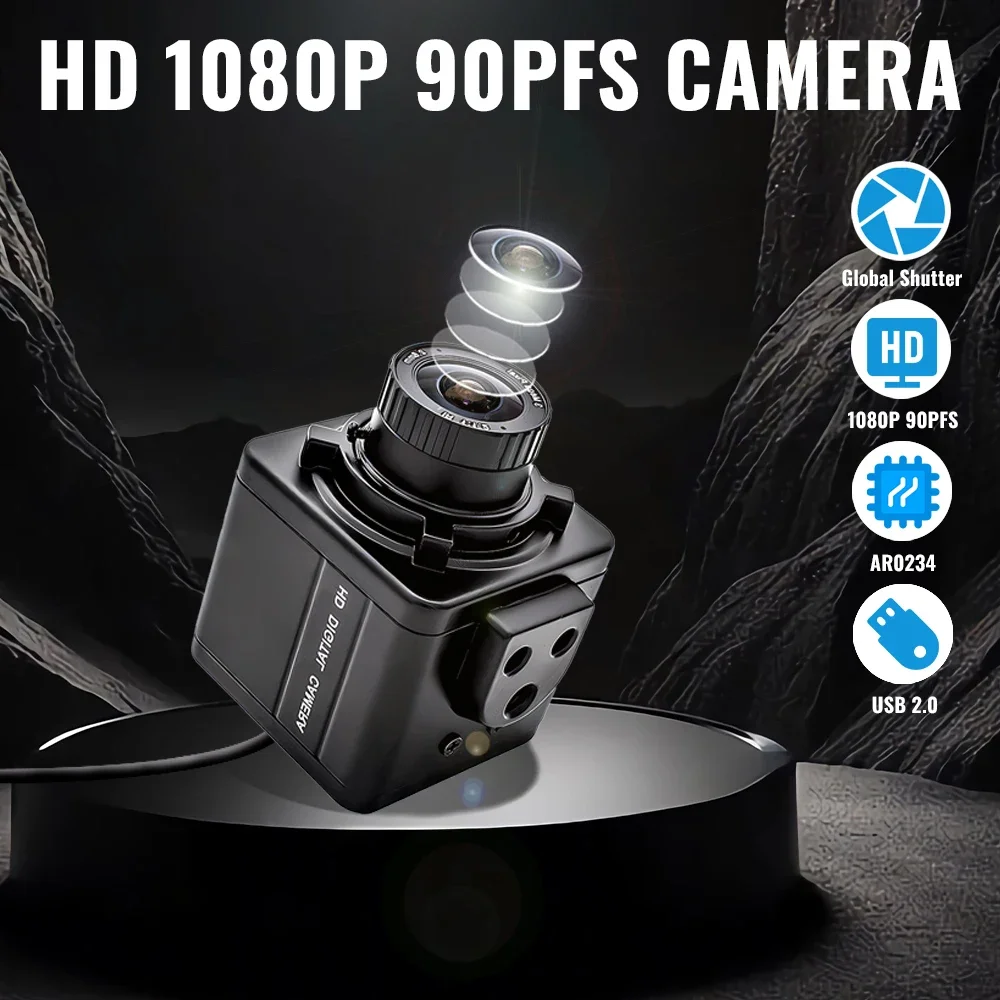 Global Shutter USB Camera 1080P 90FPS Industrial Metal Box With Fixed Focal Lens