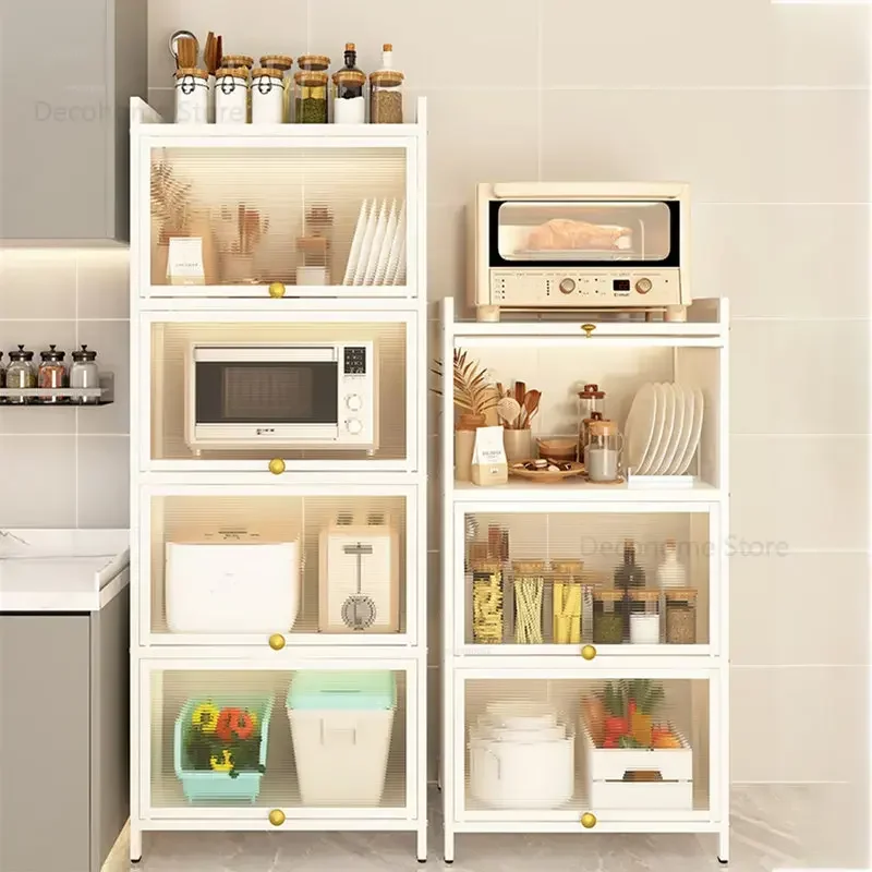 Multifunctional Floor Kitchen Cabinets Rack Cupboard Simple Kitchen Cabinet Locker Multi-layer Storage Cabinet with Door Rack U