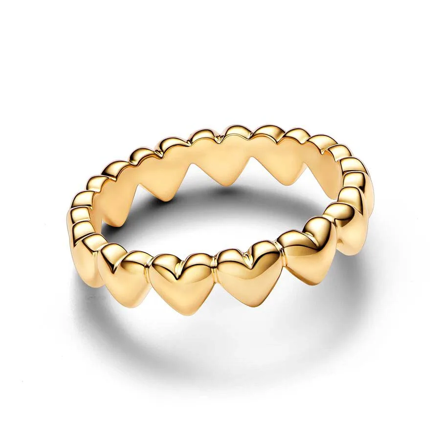 Disney Organically Shaped Heart Finger Ring Row Of Hearts Timeless Pav&eacute; Triple-row Fit Women's Birthday Jewelry Gifts