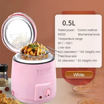 Smokeless Multifunctional 0.5L Mini Electric Oil Fryer Oven French Fries Chicken Frying Pot Grill Fried Fish Hotpot Machine EU 4